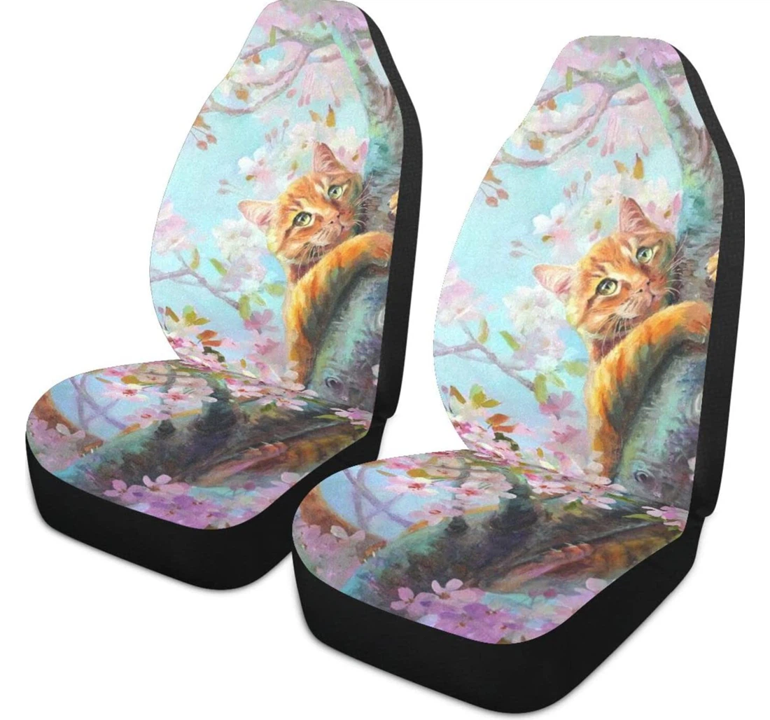 Cat On Tree Universal Front Car Seat Cover