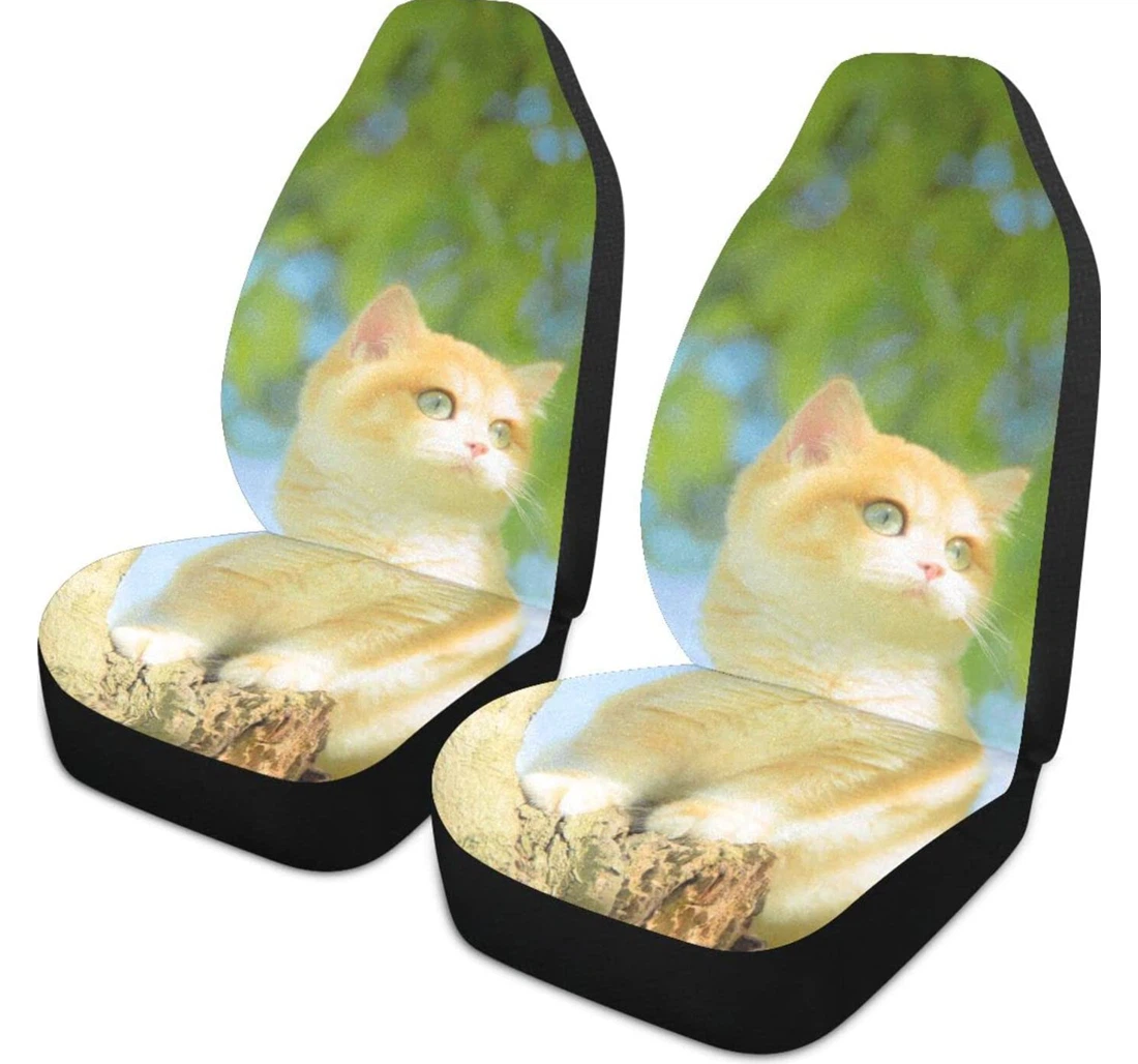 Cute Orange Cat Universal Front Car Seat Cover