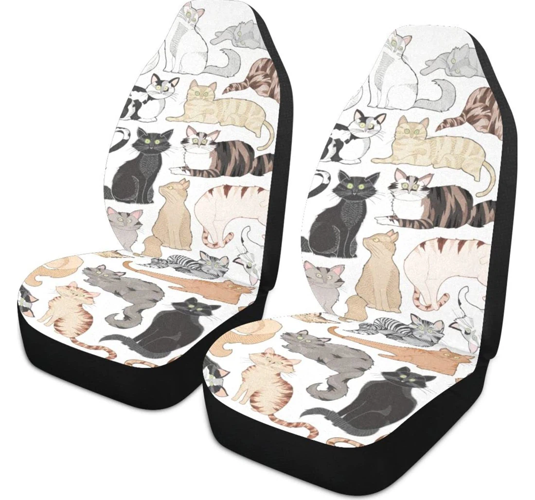 Various Cartoon Cats Universal Front Car Seat Cover