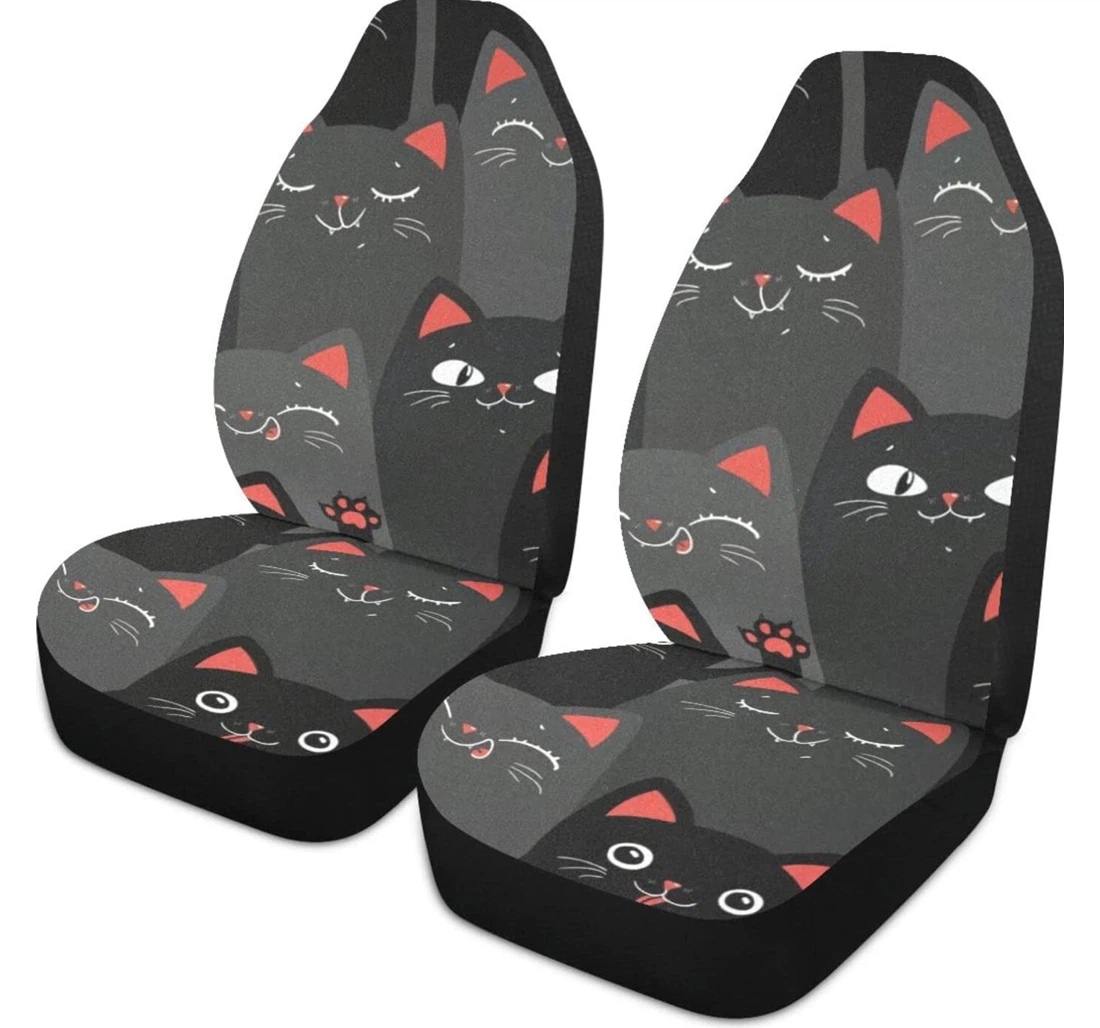 Cute Black Cat Universal Front Car Seat Cover