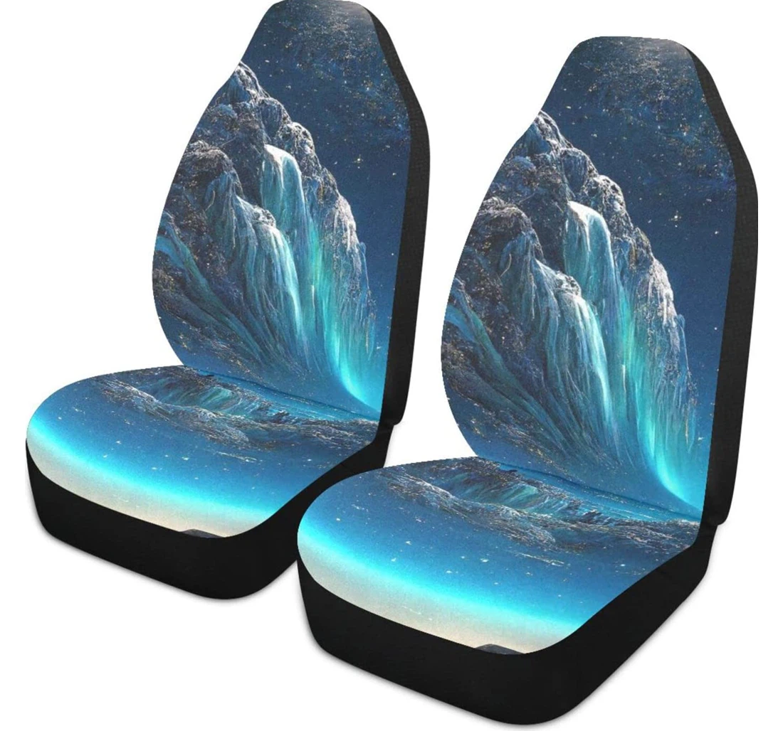 Bule Starry Waterfall Universal Front Car Seat Cover