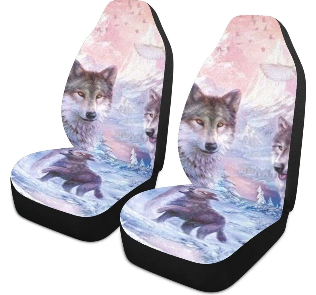 Snow Wolf Cub Universal Front Car Seat Cover