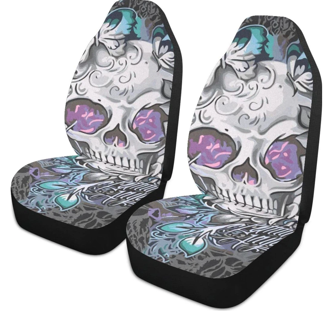 Skull Abstract Art Cartoon Universal Front Car Seat Cover