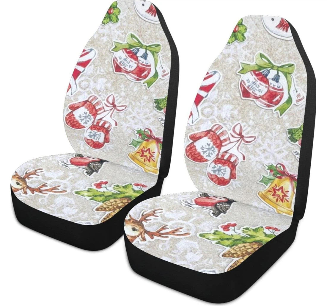 Santa Claus Bell Bird Universal Front Car Seat Cover