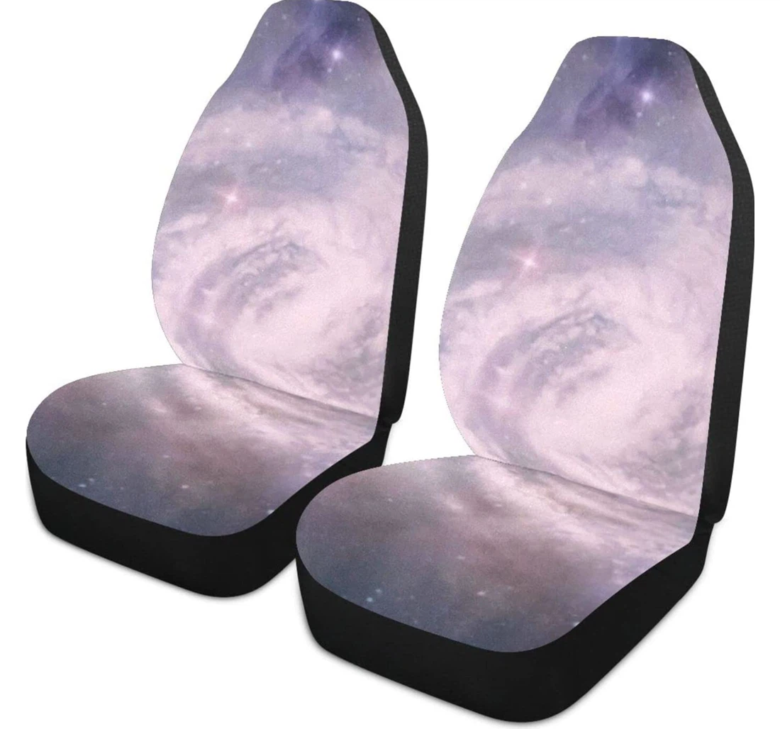 Round Beautiful Galaxy Universal Front Car Seat Cover