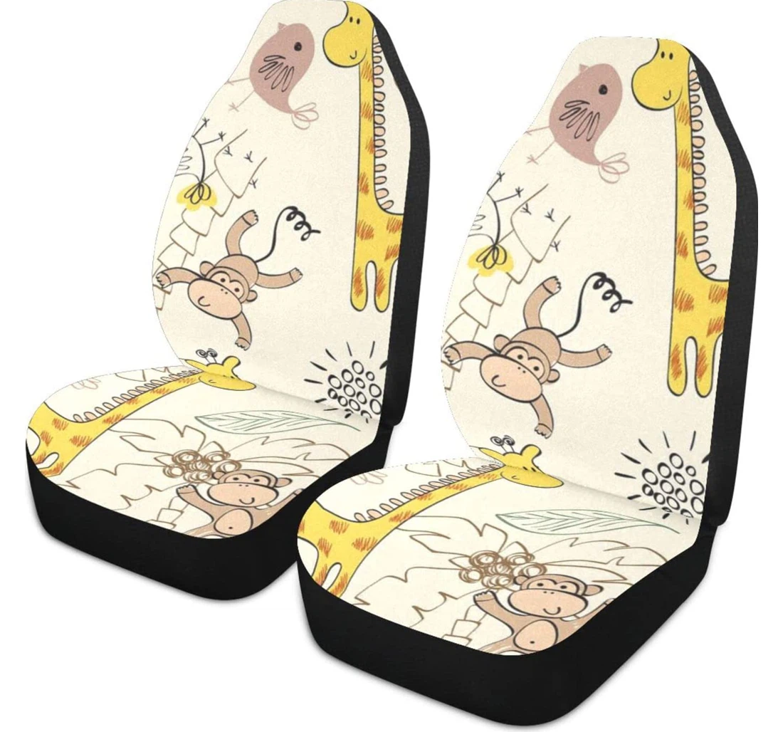 Giraffe Monkey Universal Front Car Seat Cover