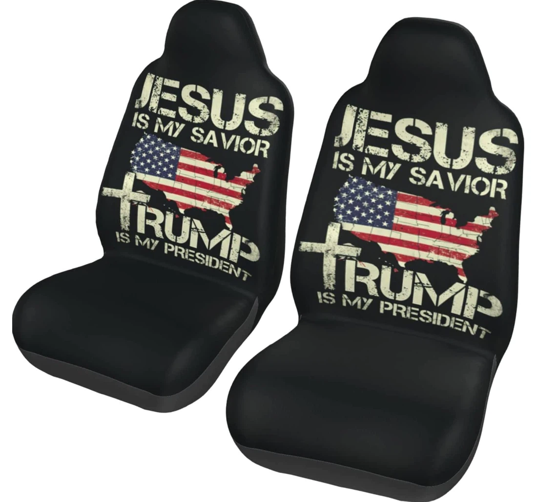 Jesus Is My Savior Trump Is My President Universal Front Car Seat Cover