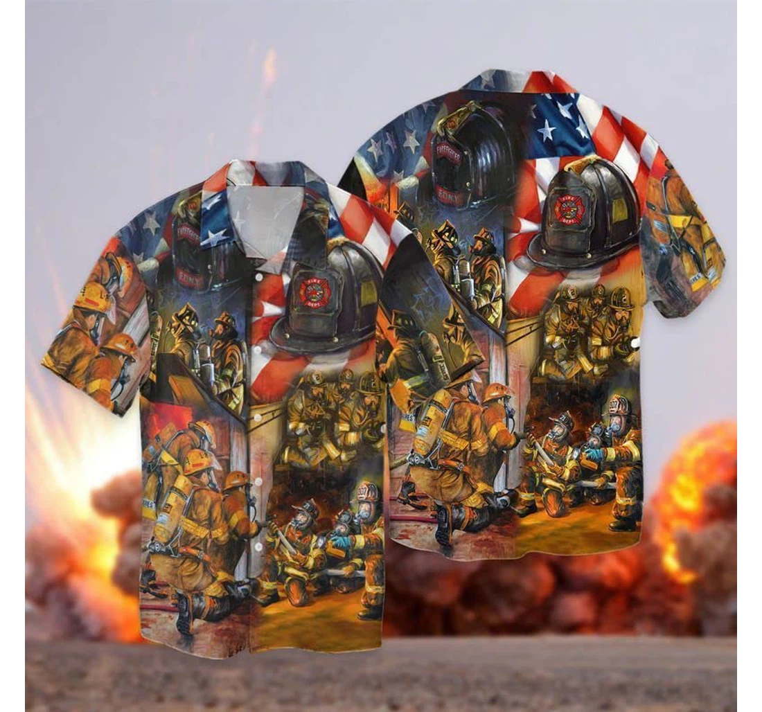 Personalized Th Of July Independence Day Memorial Day Firefighter Graphic V Hawaiian Shirt, Button Up Aloha Shirt For Men, Women