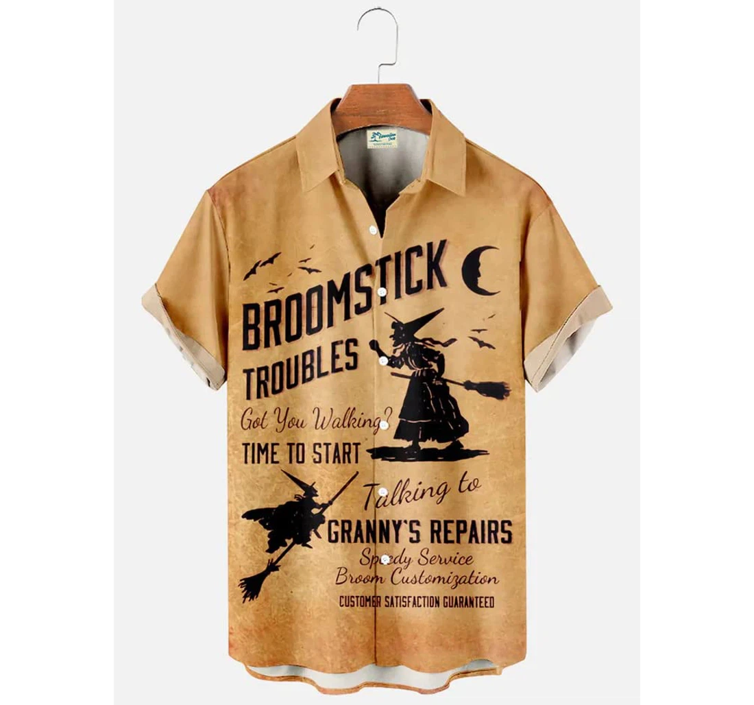 Personalized Halloween Witch Seekers Wrinkle Free Halloween Funny Y Hawaiian Shirt, Button Up Aloha Shirt For Men, Women