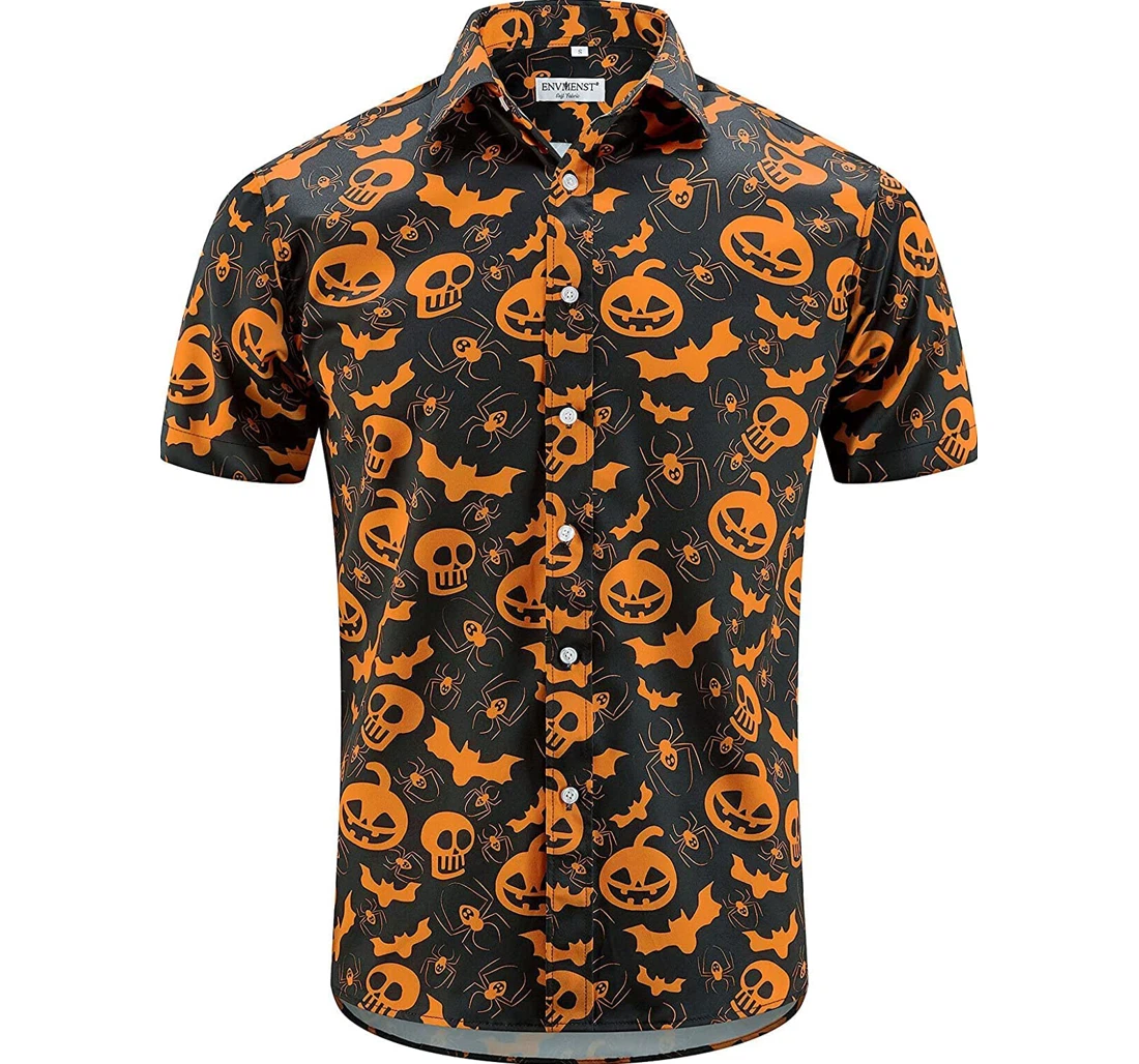 Personalized Halloween Pumpkins Halloween Gift Y Hawaiian Shirt, Button Up Aloha Shirt For Men, Women