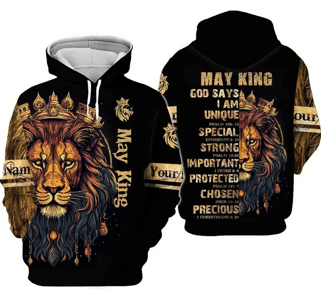 H Personalized Lion January King God Says I Am Unique Special Strong Important Protected Chosen D Custom Name - 3D Printed Pullover Hoodie