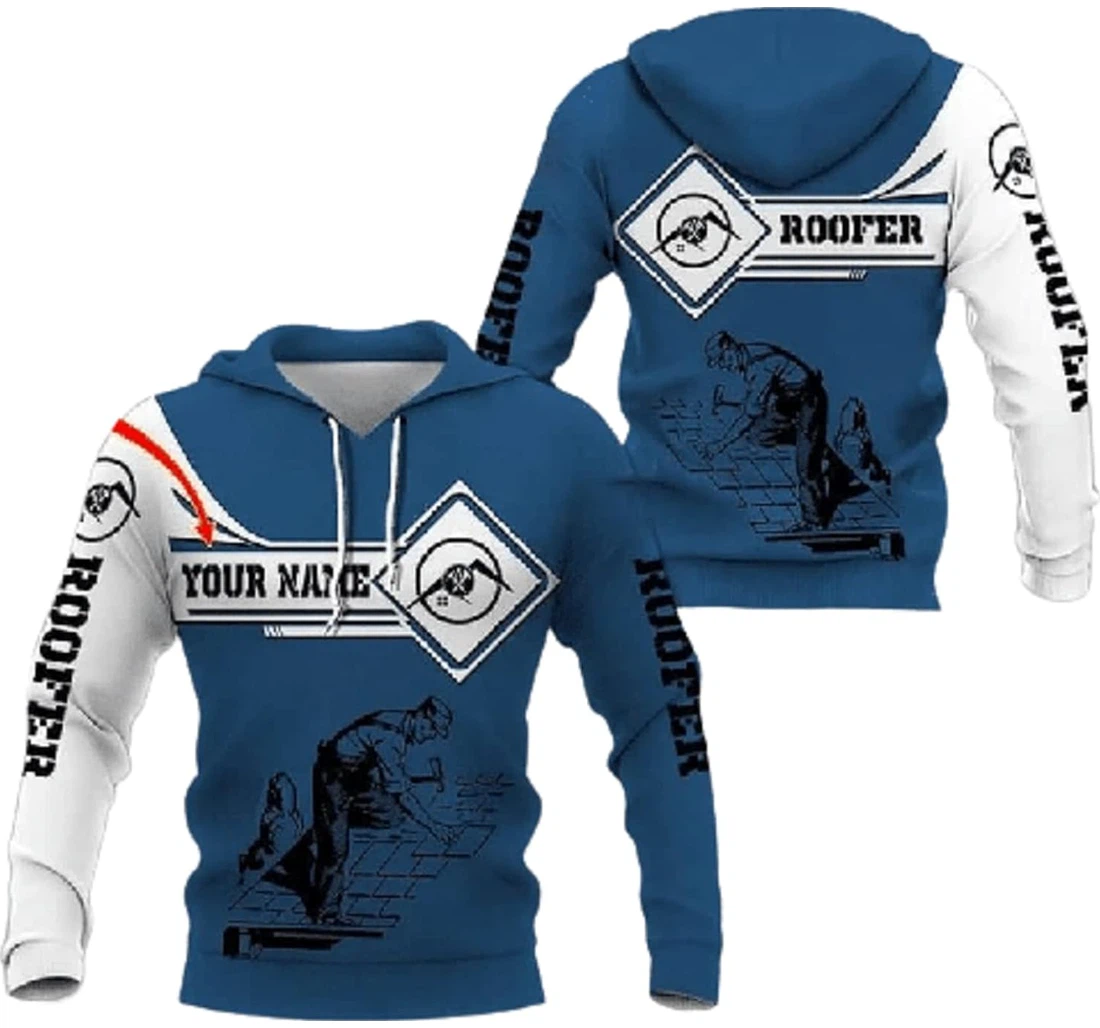 Personalized Roofer Blue D Family Father's Day - 3D Printed Pullover Hoodie