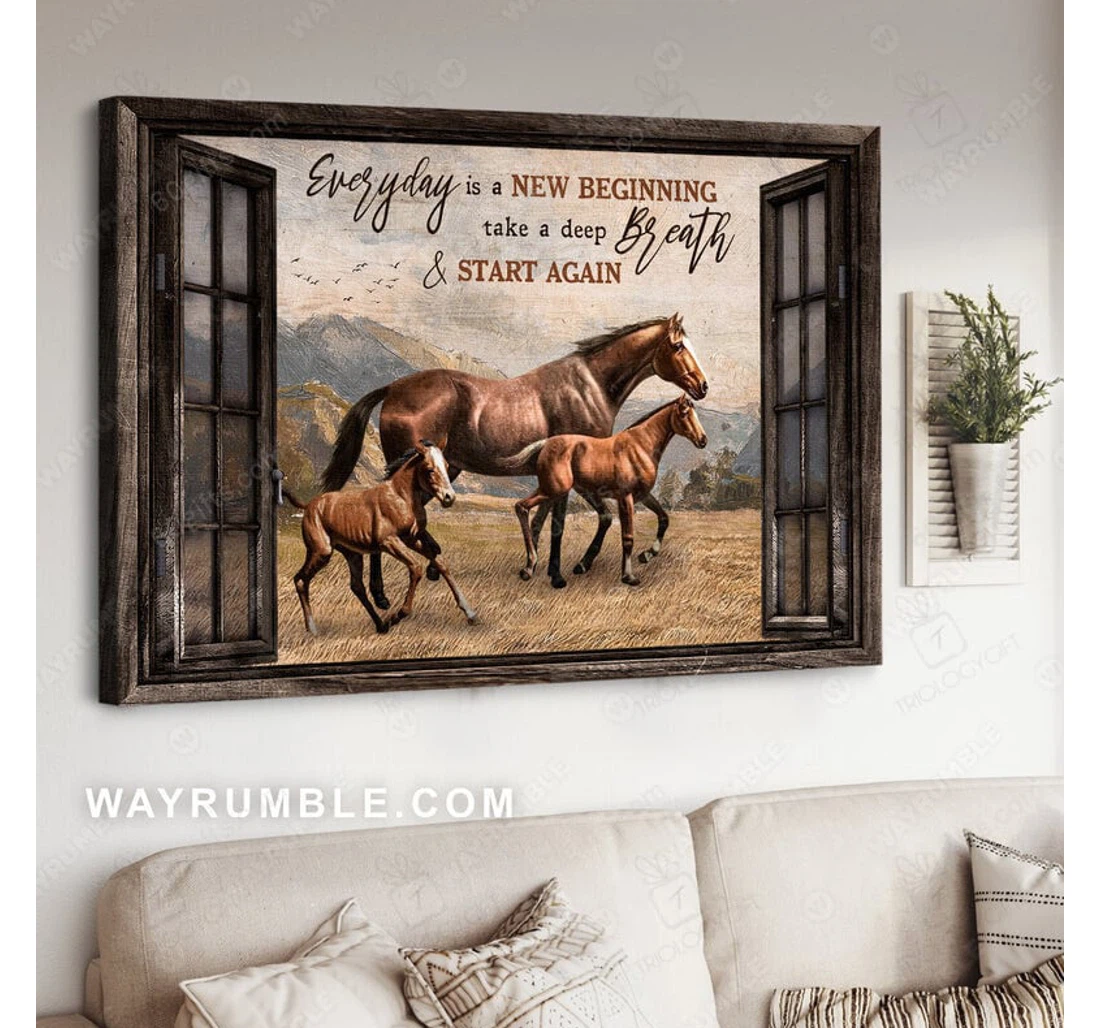 Poster, Canvas - Every Is A New Beginning Horse Print Framed Wall Art