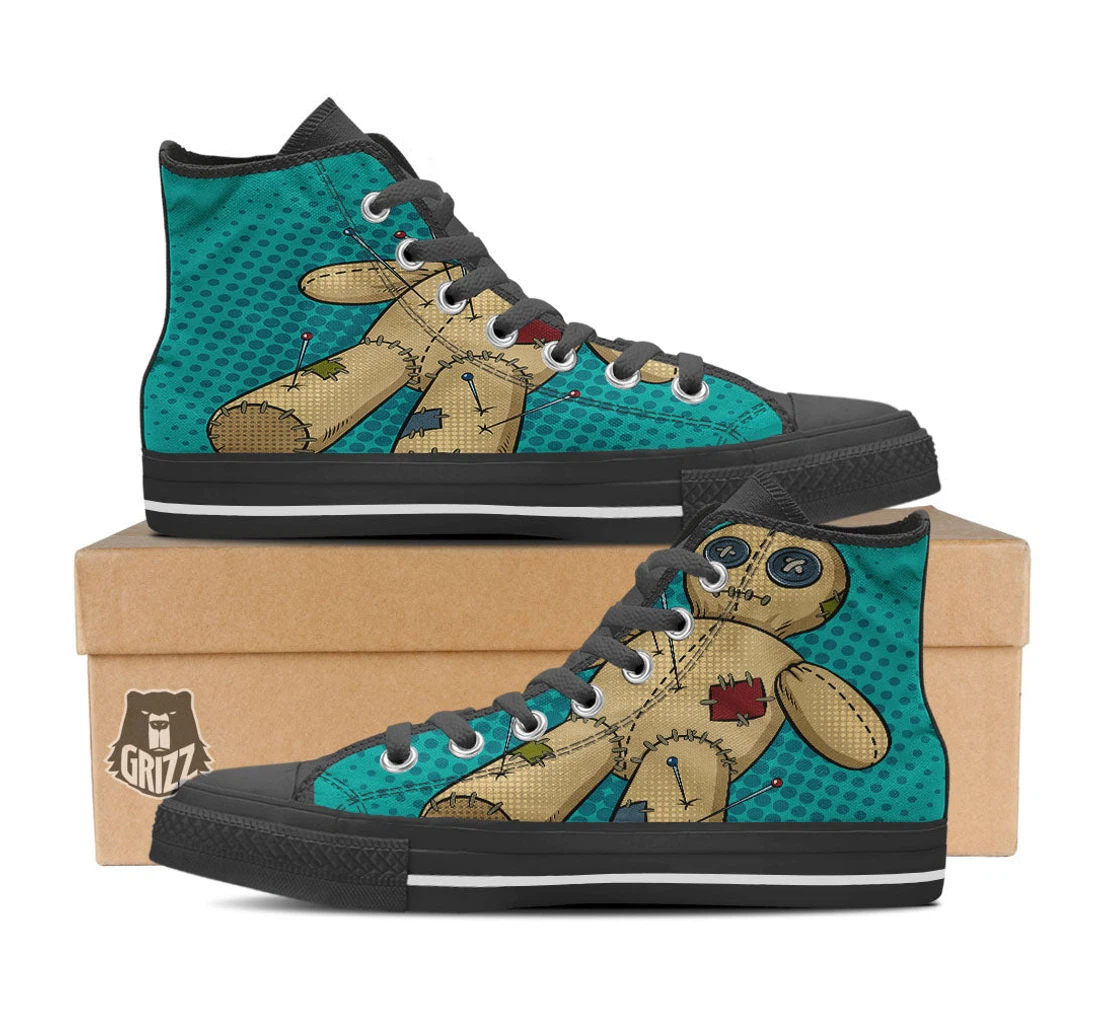 Doll Voodoo Print Black High Top Shoes