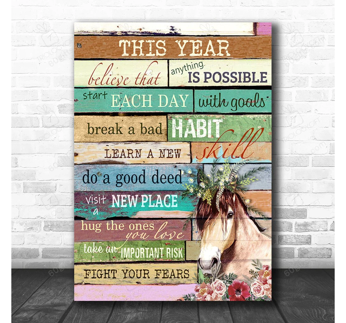 Poster, Canvas - This Year Fight Horse Print Framed Wall Art