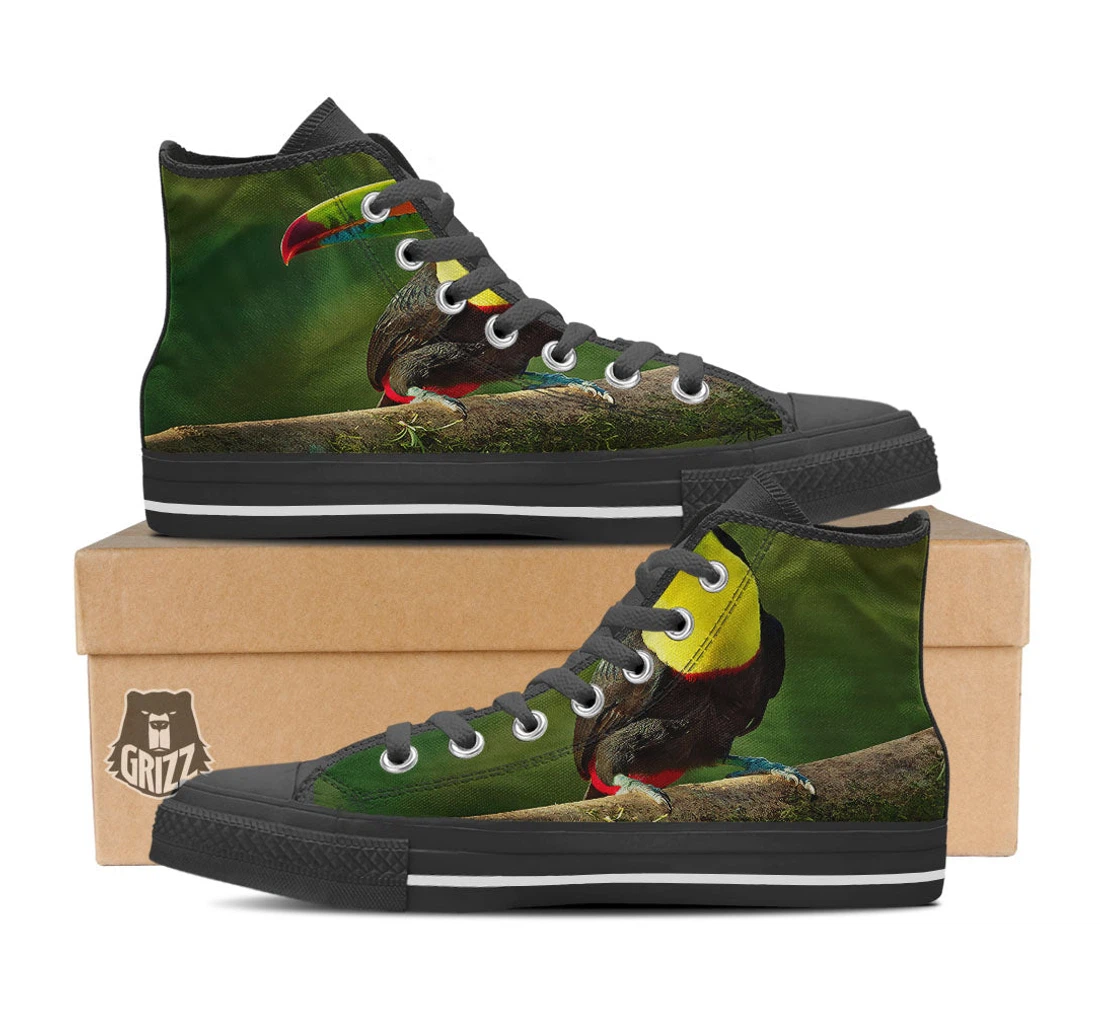 Toucan Tropical Toco Print Black High Top Shoes