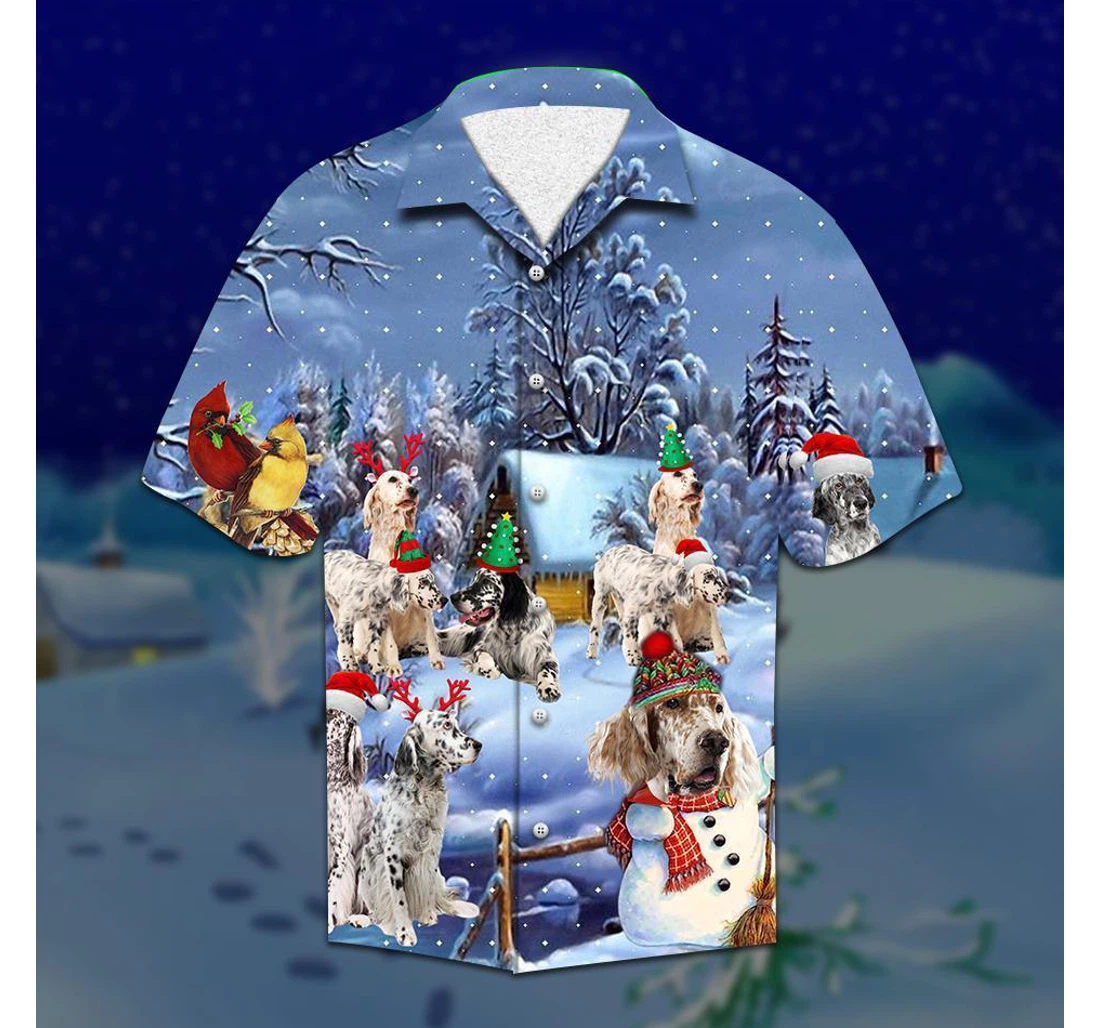 Personalized Setter Christmas Hawaiian Shirt, Button Up Aloha Shirt For Men, Women