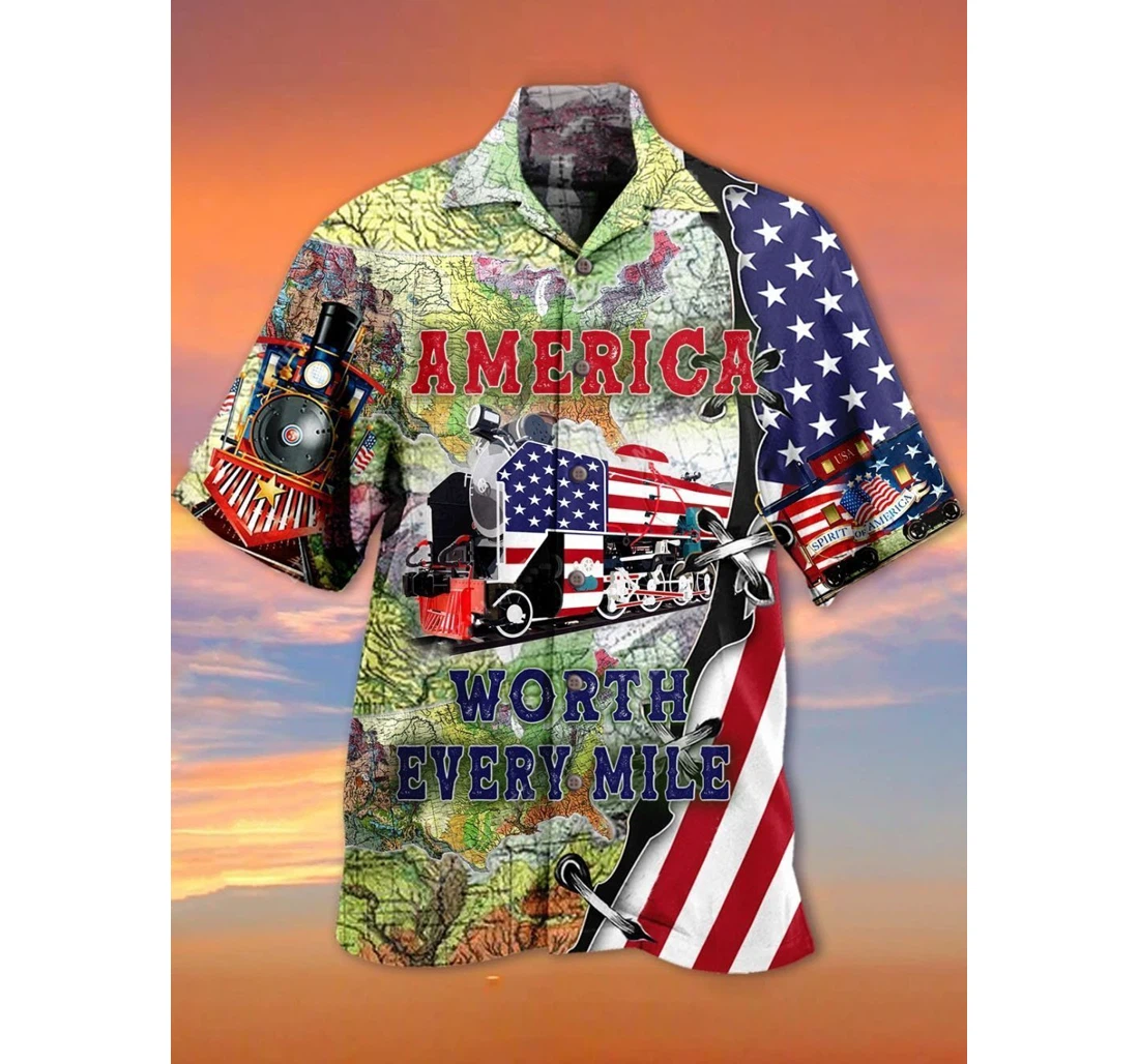 Personalized America Worth Every Mile Hawaiian Shirt, Button Up Aloha Shirt For Men, Women