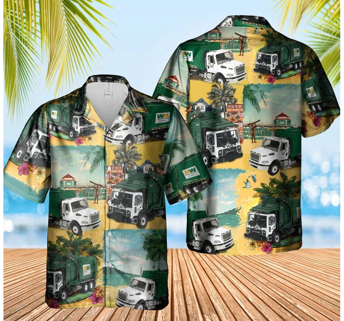Personalized Us Waste Collector Garbage Hawaiian Shirt, Button Up Aloha Shirt For Men, Women
