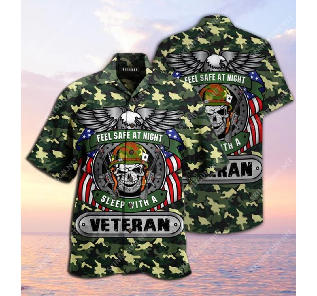 Personalized Sleep With A Veteran Hawaiian Shirt, Button Up Aloha Shirt For Men, Women