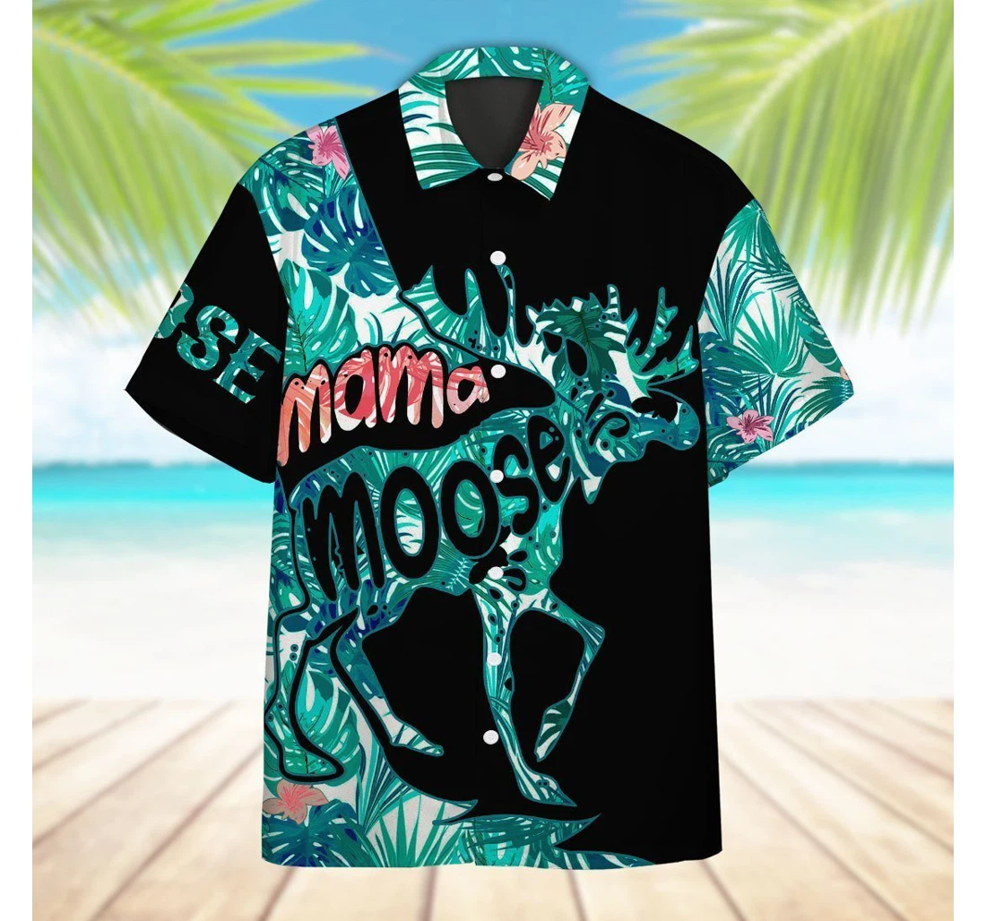 Personalized Mama Moose Mother Day Hawaiian Shirt, Button Up Aloha Shirt For Men, Women