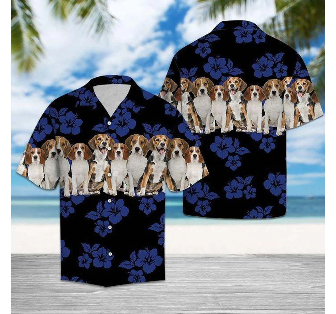 Personalized Awesome Beagle Hawaiian Shirt, Button Up Aloha Shirt For Men, Women