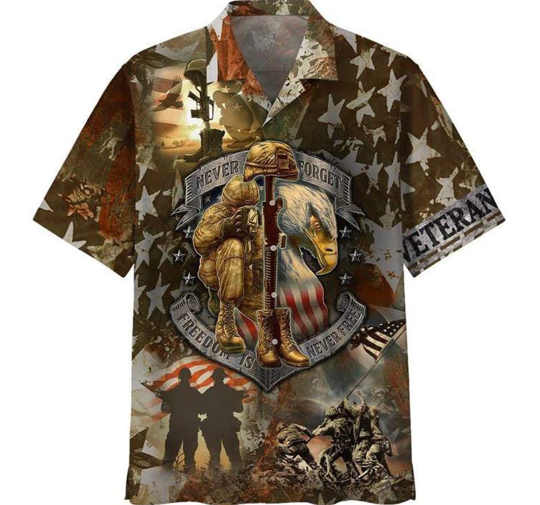 Personalized U S Veteran Freedom Is Not Free Hawaiian Shirt, Button Up Aloha Shirt For Men, Women