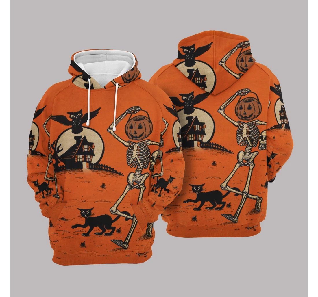 Personalized Skeleton Halloween Skull Dancing Halloween - 3D Printed Pullover Hoodie