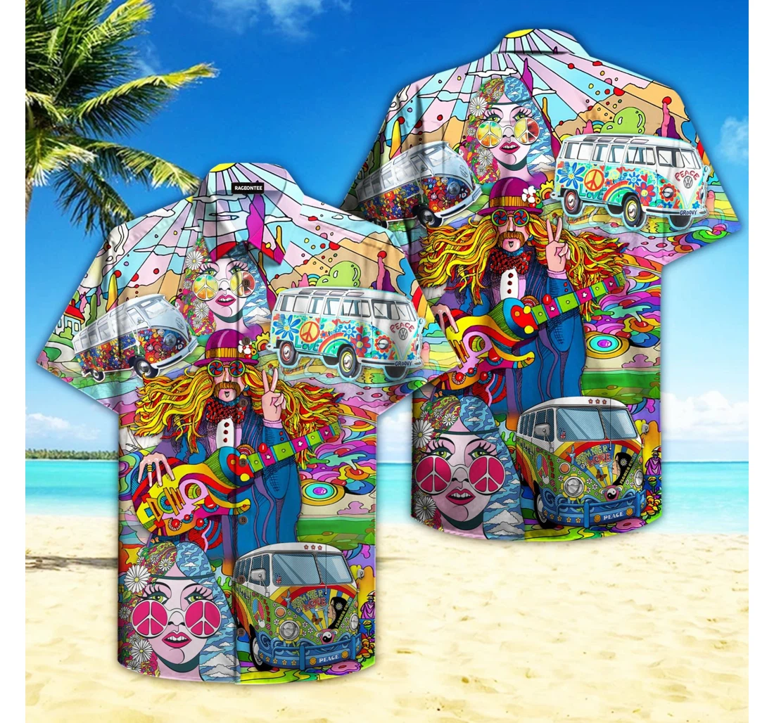 Personalized Hippie Peace Life Hawaiian Shirt, Button Up Aloha Shirt For Men, Women