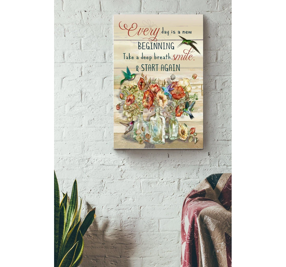 Poster, Canvas - Hummingbird Everyday Is A New Beginning Sign Wedding Gallery Idea S Print Framed Wall Art