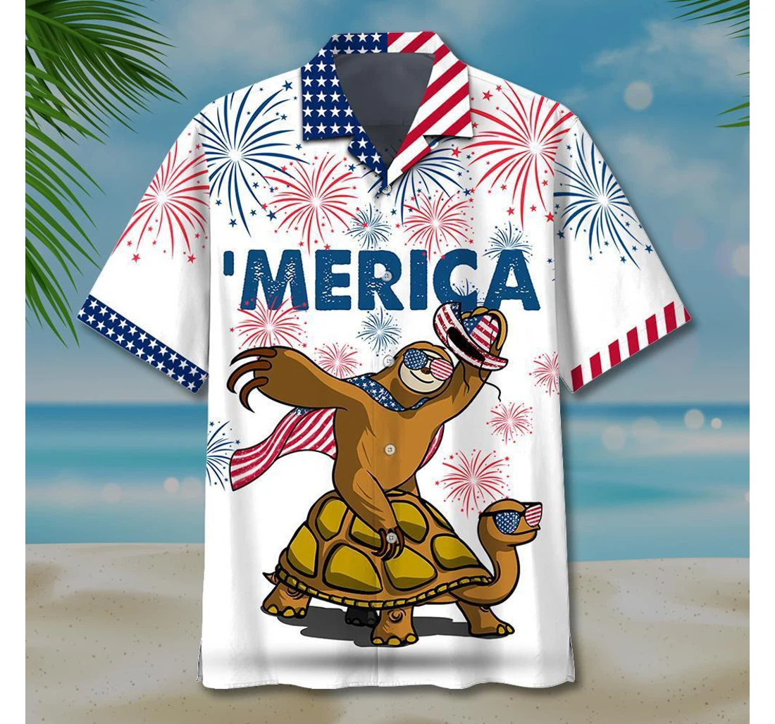 Personalized Turtle Sloth Hawaiian Shirt, Button Up Aloha Shirt For Men, Women