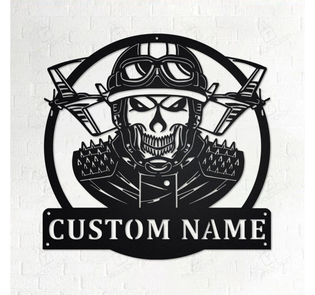 Personalized Metal Sign - Custom Skull Pilot Personalized Skull Pilot Name Room Skull Pilot Custom Skull Pilot Pilot MonoGram