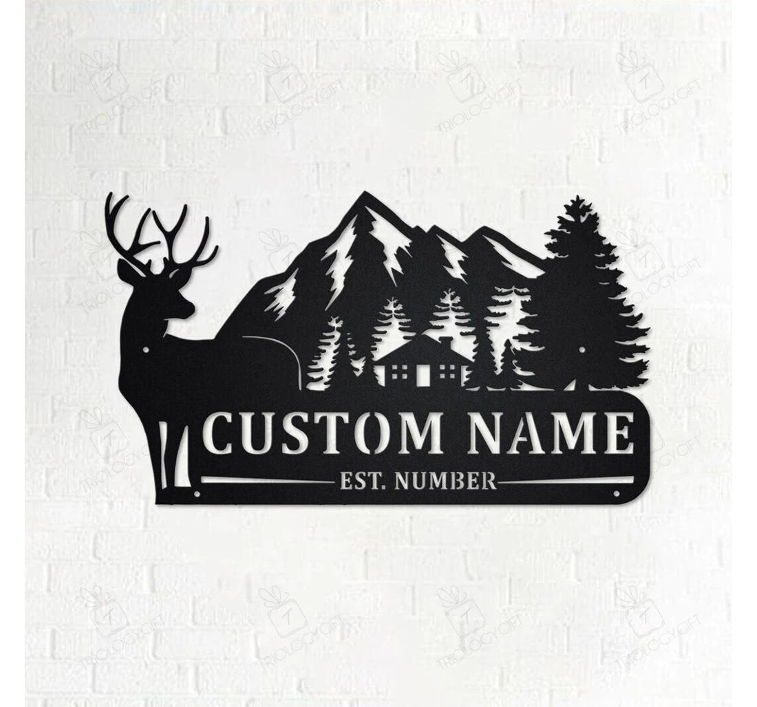 Personalized Metal Sign - Custom Deer Family Personalized Deer Family Name With Established Date Room Deer Family MonoGram