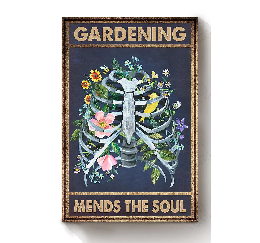 Poster, Canvas - Gardening Mends The Soul Floral Florist Flower Shop S Print Framed Wall Art