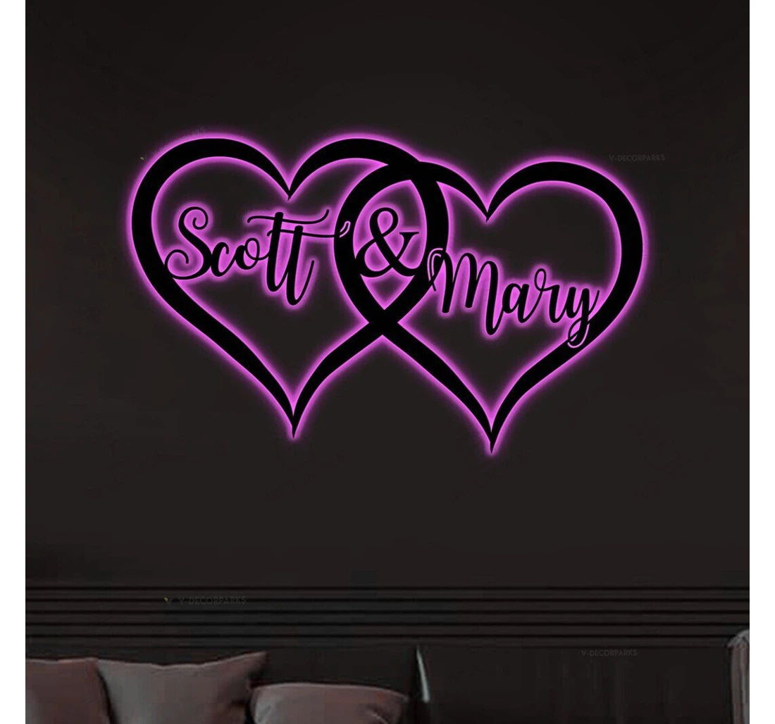 Personalized Metal Sign - Personalized Infinity Heart With Or Without Led Lighting Light Custom Weddings Anniversary Newlywed Valentines Day MonoGram