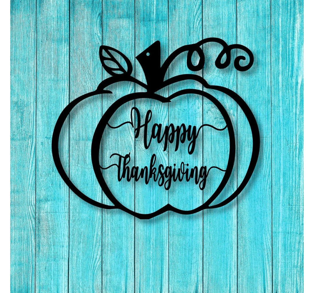 Personalized Metal Sign - Thanksgiving Pumpkin Fall Porch Happy Thanksgiving Thanksgiving MonoGram