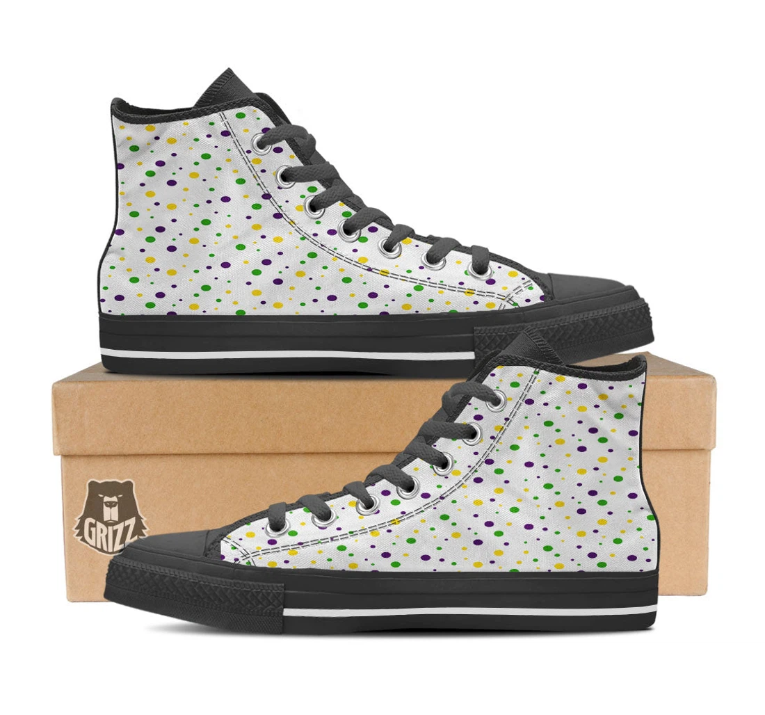 Dot Mardi Gras Print Pattern High Top Shoes