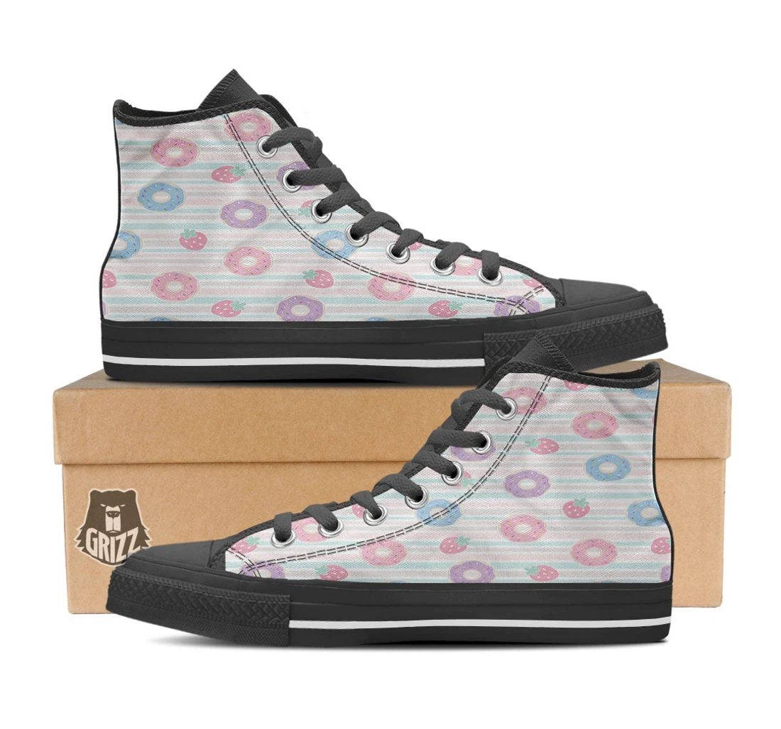 Donut Pastel Print Pattern High Top Shoes