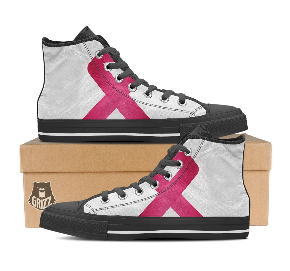 Breast Cancer White And Pink Print High Top Shoes