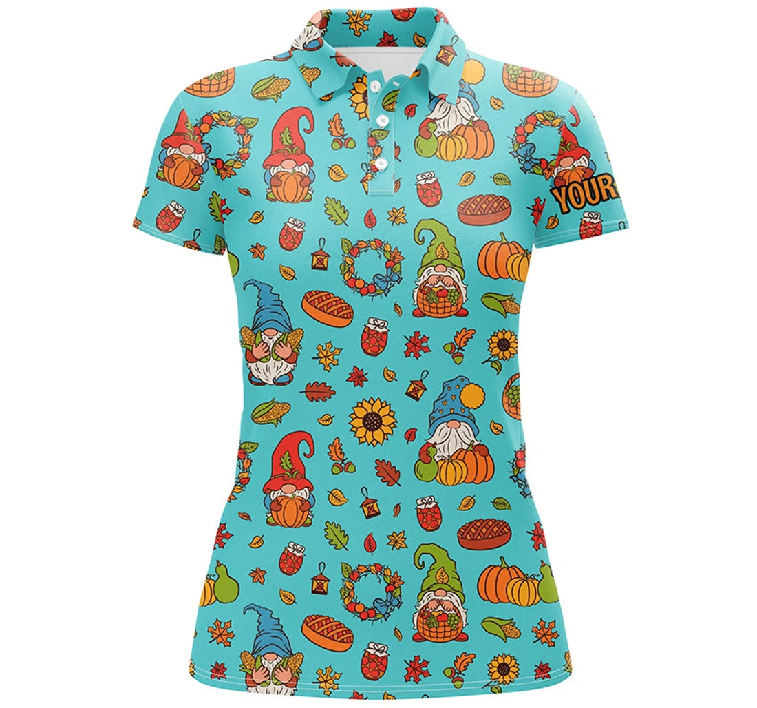 Personalized Autumn Gnomes Thanksgiving Golf Custom Funny Golf Golfing Ldt - Polo Shirt