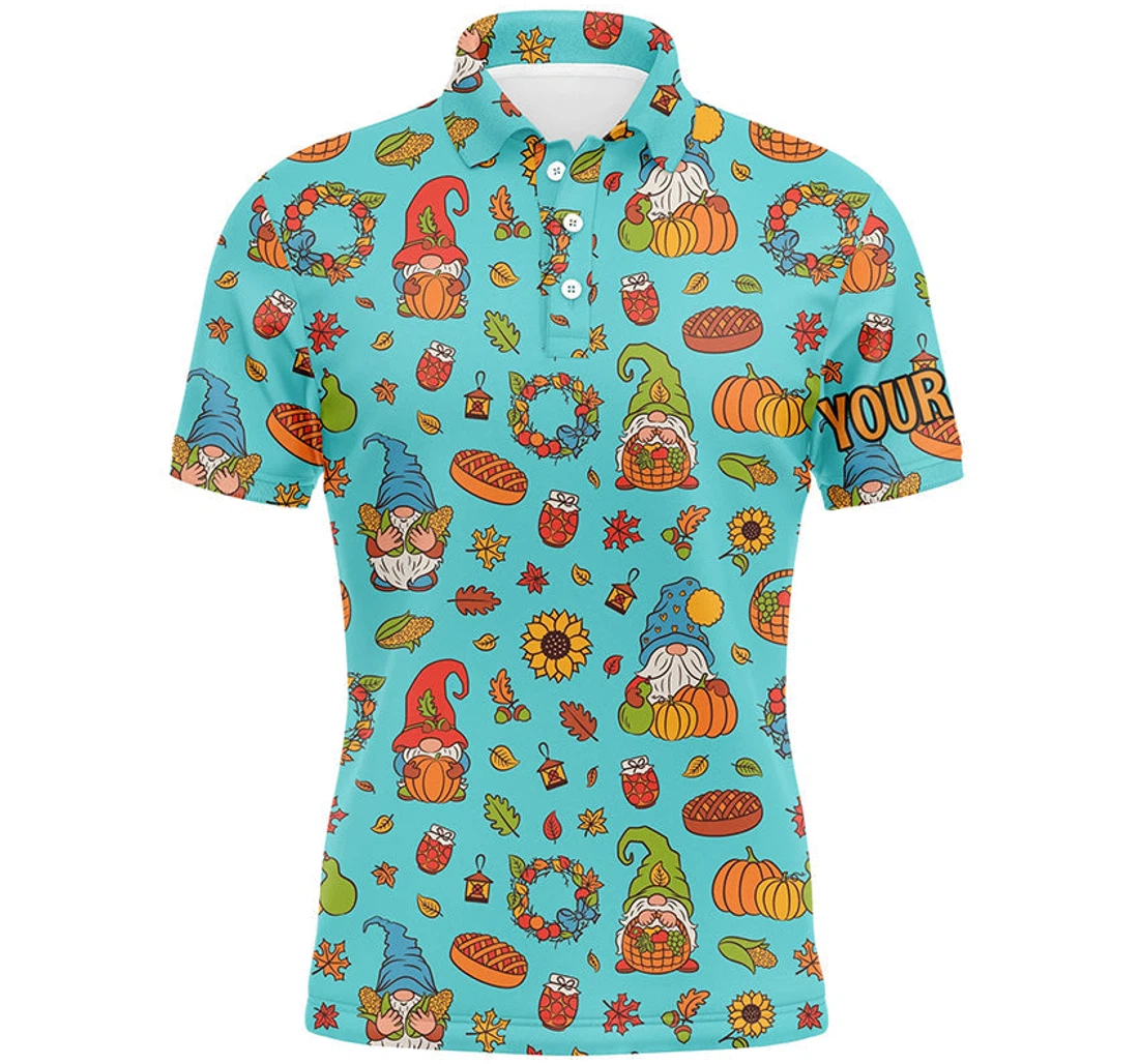 Personalized Autumn Gnomes Thanksgiving Golf Custom Funny Golf Golfing Ldt - Polo Shirt