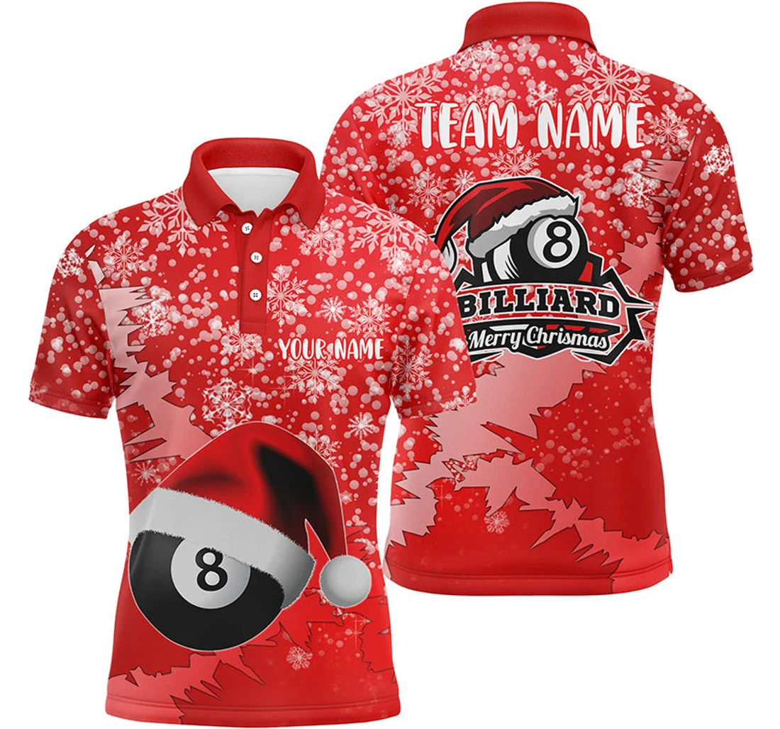 Personalized Merry Christmas Ball Pool Billiards Christmas Billiards Vhm - Polo Shirt