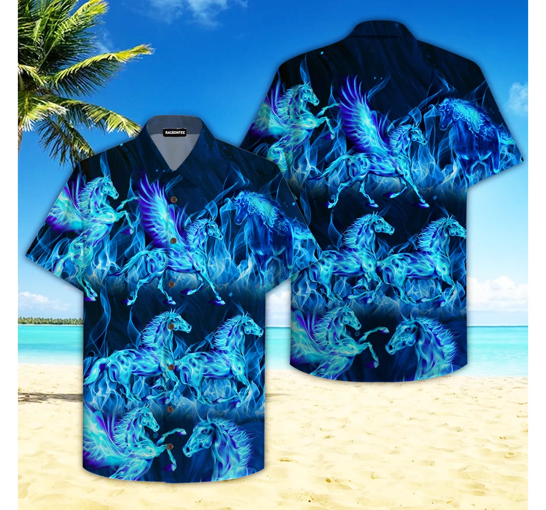 Personalized Thunder Water Horse Hawaiian Shirt, Button Up Aloha Shirt For Men, Women
