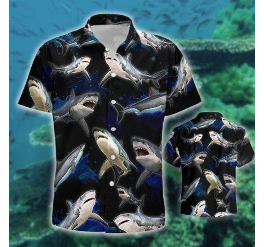Personalized Shark Wave Water Hawaiian Shirt, Button Up Aloha Shirt For Men, Women