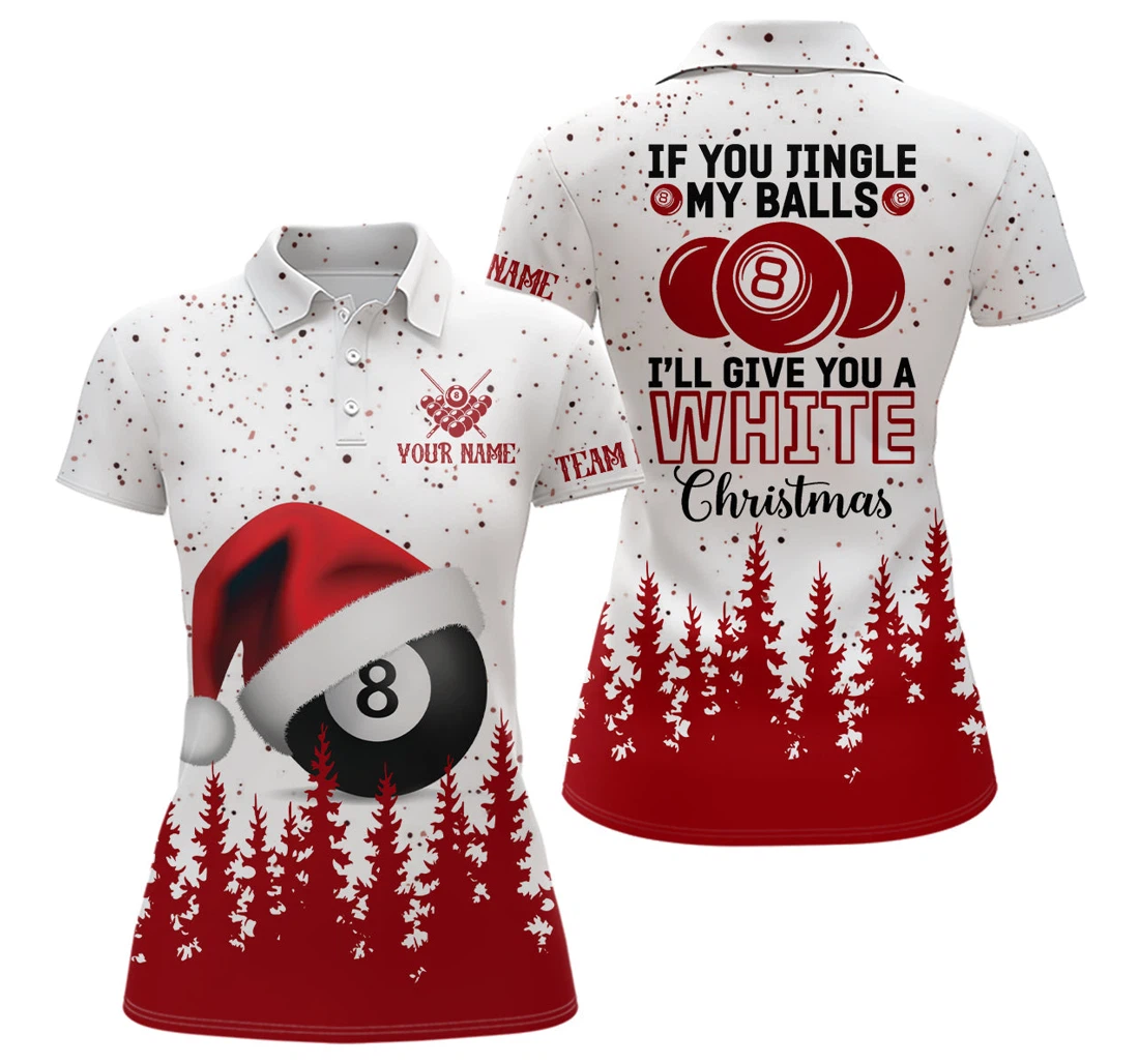 Personalized Christmas Pine Tree Billiard Custom Funny Christmas Tdm - Polo Shirt