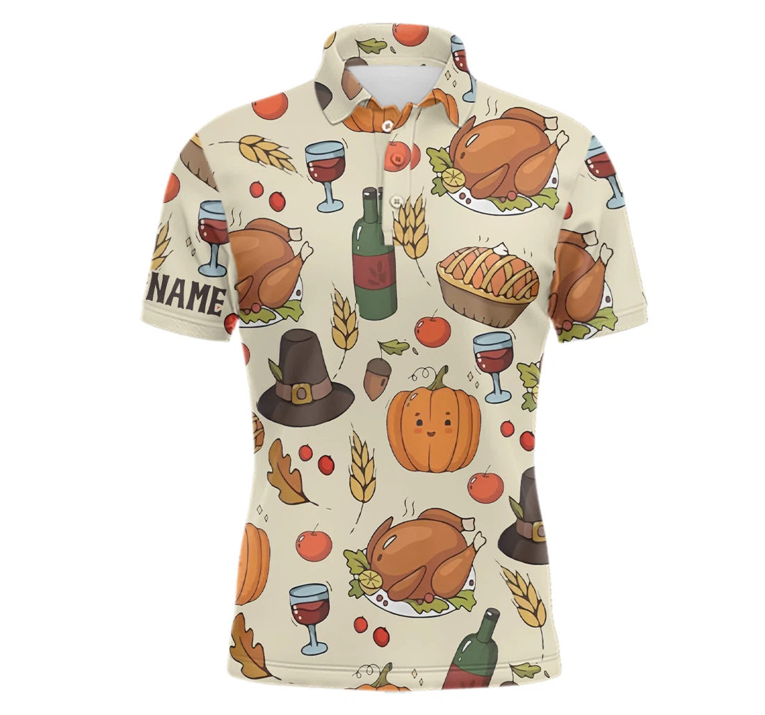 Personalized Turkey Thanksgiving Golf Autumn Seamless Custom Golf Golf Ldt - Polo Shirt