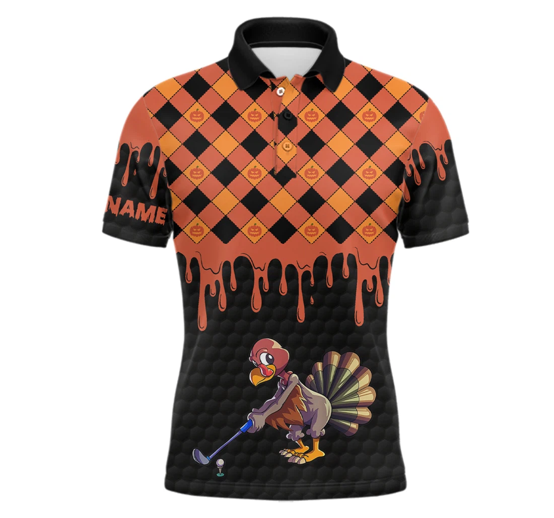 Personalized Golf Turkey Thanksgiving Golf Orange Pumpkin Custom Golf Golf Ldt - Polo Shirt