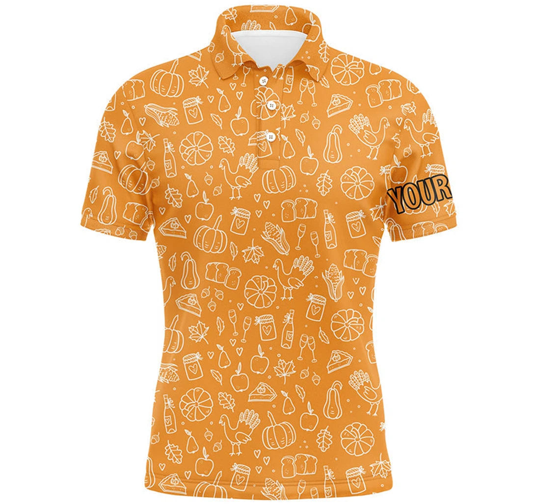 Personalized Thanksgiving Seamless Golf Orange Customized Golf Tops Cool Golf Ldt - Polo Shirt