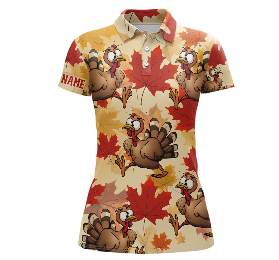 Personalized Turkey Thanksgiving Golf Fall Maple Leaves Custom Golf Golf Ldt - Polo Shirt