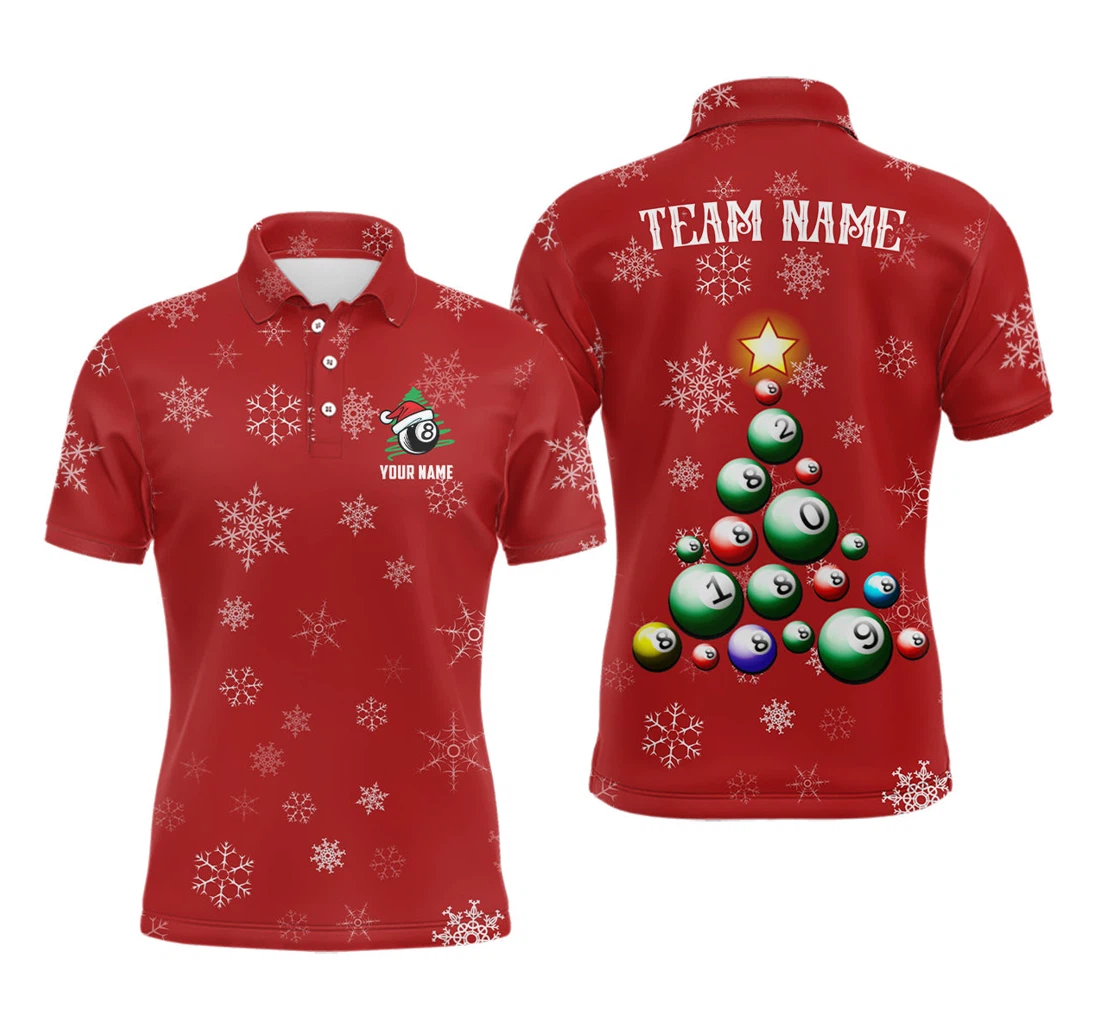 Personalized Funny Christmas Ball Billiards Custom Christmas Billiard Vhm - Polo Shirt